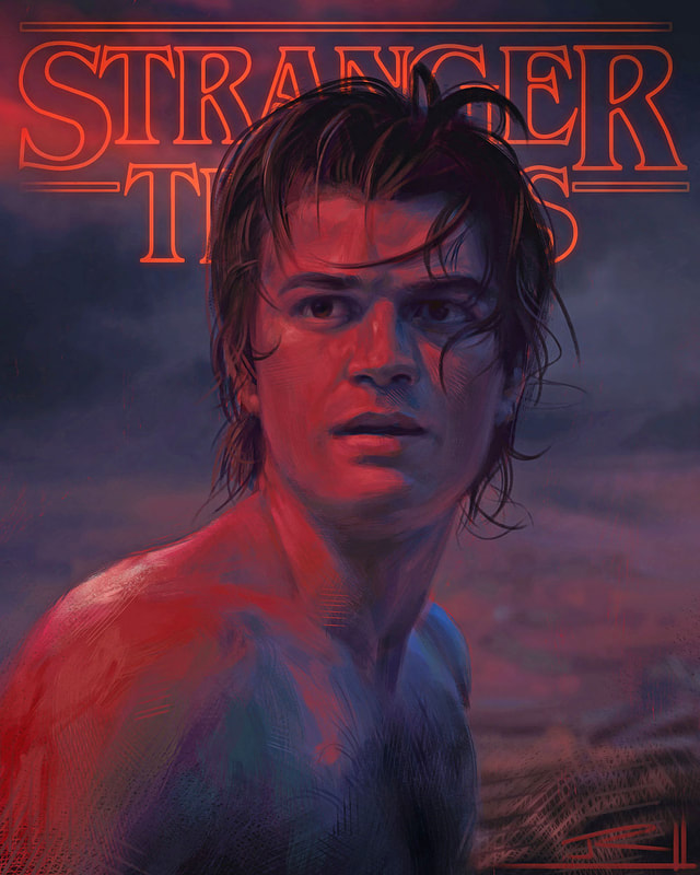 Painting of Steve Harrington from Stranger Things.