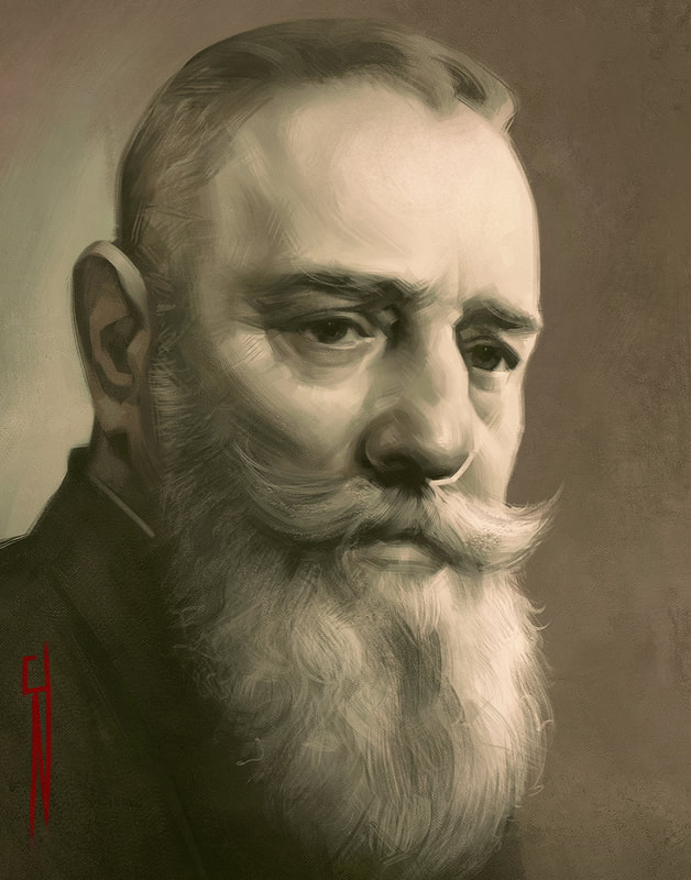 A painting of German inventor Viktor Schauberger